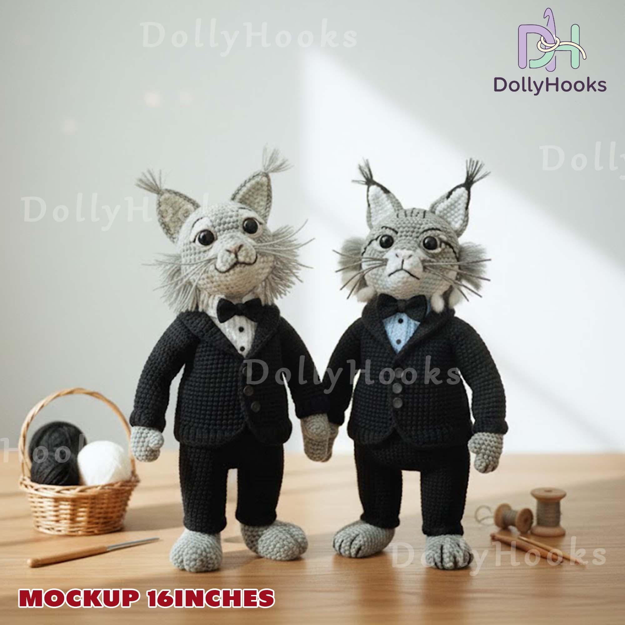 Milton and Pawbert Crochet Dolls, Milton Lynxley Doll, Pawbert