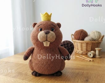 Muñeco de ganchillo personalizado Hoppers King George, amigurumi George Beaver Hoppers, muñeco inspirado en Disney Pixar, regalo de cumpleaños para niños