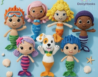 Muñeco de cachorro de ganchillo, muñeco de cachorro de ganchillo, Deema, Gil, Molly, Goby, Nonny, Oona, peluches hechos a mano para niños, decoración de habitación de bebé