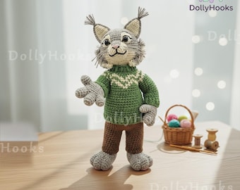 Handmade Pawbert Crochet Doll, Canadian Lynx Doll, Zootopia