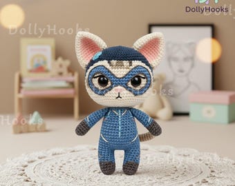 Custom Cat Burglar Crochet Doll, Custom SuperKitties Doll, Super Kitties Cat Burglar Doll, Ginny Doll, Sparks Doll, Super Cat Plush Toys