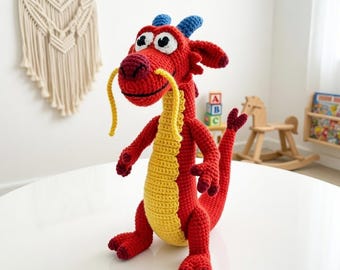 Crochet Mushu Dragon Doll, Handmade Mushu Crochet Doll, Mushu Plush Toy, Mulan Characters Crochet Doll, Dragon Plush Gift For Kid