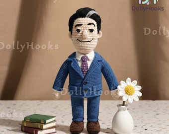 Muñeco de ganchillo personalizado del alcalde Jerry de Hoppers, amigurumi del alcalde Jerry de Hoppers, amigurumi inspirado en Disney Pixar, regalo de ganchillo del alcalde Jerry