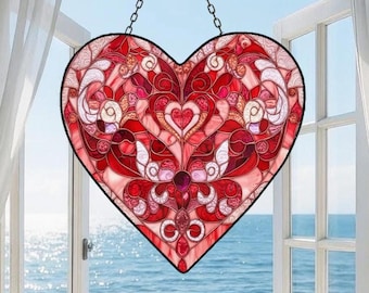 Atrapasueños de cristal rojo con forma de corazón, atrapasueños de cristal con nombre personalizado, adorno romántico de cristal, atrapasueños de prisma de rosa roja, regalo para ella