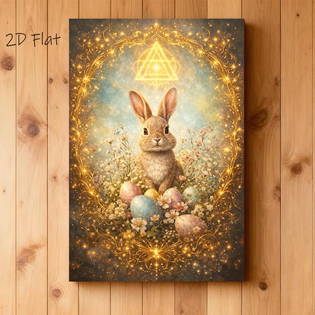 Geometric Easter Rabbit Enchanted Easter Bunny Art Print Sacred Geometry Golden Triangle Symbol ...