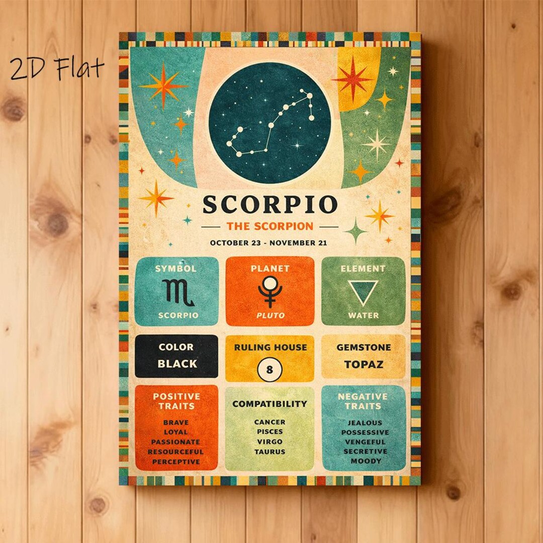 Vintage Scorpio Zodiac Sign Art Print Astrology Wall Decor for Deep ...