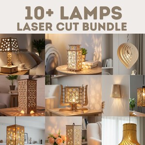 Pakiet lamp wycinanych laserowo w formacie SVG | Ponad 10 plików z drewnianymi lampionami (do pobrania w wersji cyfrowej)