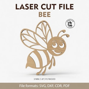 Lasergeschnittene Wanddekoration aus Holz, Honigbiene, Datei DXF SVG (Digitaler Download)