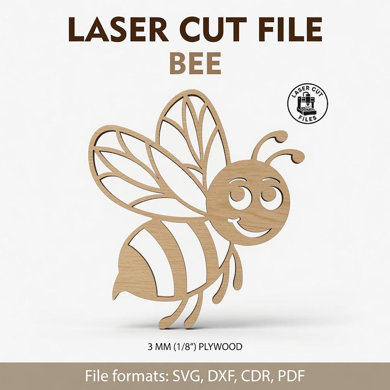 Laser Cut Wooden Honey Bee Wall Decor file DXF SVG (Digital Download) image 1