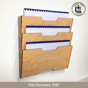 Laser Cut Wall Document Holder SVG | DXF CNC File Organizer (Digital Download)