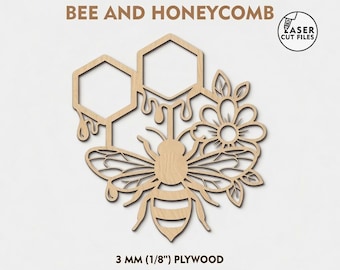 Laser Cut Wooden Honey Bee Wall Decor file SVG (Digital Download)