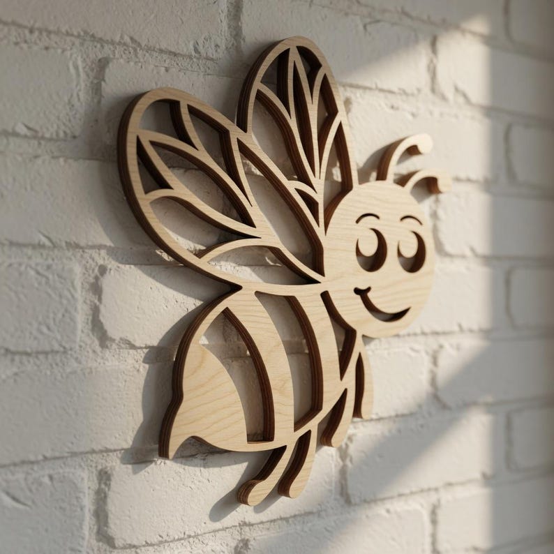 Laser Cut Wooden Honey Bee Wall Decor file DXF SVG (Digital Download) image 3