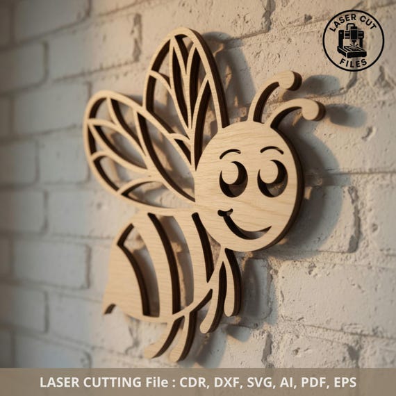 Laser Cut Wooden Honey Bee Wall Decor file DXF SVG (Digital Download)