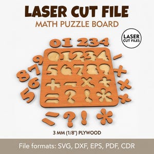 Träpussel med siffror SVG, laserskuren räknebräda för 3 mm plywood