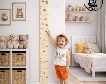 Laser Cut Wooden Growth Chart, Kids Height Tracker SVG DXF AI (Digital Download)