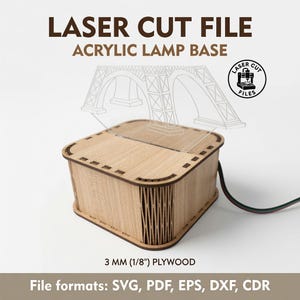 Acrylic Lamp Base Laser Cut File for 3mm Plywood, Digital Vector SVG DXF AI