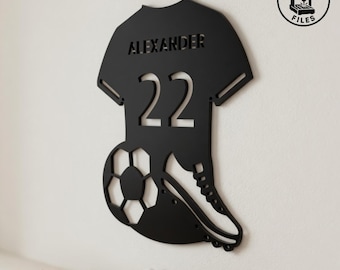 Laser Cut Kid football Jersey Personalized Metal/MDF Wall Art file DXF SVG (Digital Download)