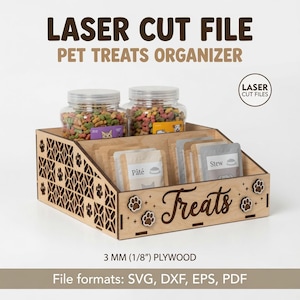 Pet food Organizer Laser Cut File, Dog Cat Treat Box SVG DXF (Digital Download)