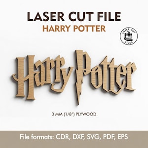 Archivo DXF SVG para decoración de pared de Harry Potter cortado con láser (descarga digital)