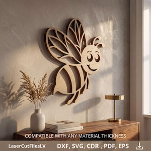 Lasergesneden houten honingbij wanddecoratie bestand DXF SVG (digitale download)