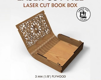 SVG-bestand voor lasergesneden boekomslag: Sierlijk ontwerp, Glowforge-sjabloon (digitale download)