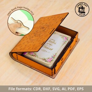 Laser geschnittene Buchboxdatei, geheime Aufbewahrung, Notizblock-Cover, CNC SVG (Digital Download)