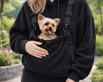 Sherpa Fleece Dog Carrier Hoodie, Hands-Free Pet Pouch