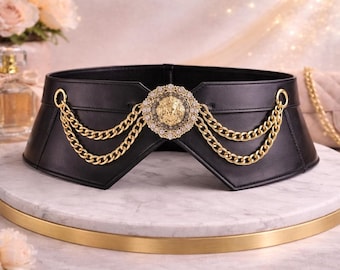 Wide Gold Waist Belt for Women, Luxury Metal Corset Belt  display picture 2