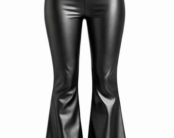 High Waist Bell Bottom Leather Pants | Vintage Flared Trousers