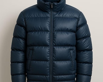 Chaqueta acolchada negra cálida para hombre: abrigo de invierno con capucha