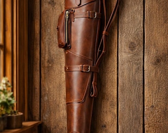 Estojo de couro artesanal para rifle | Capa personalizada para rifle de precisão | Capa de couro legítimo para arma | Estojo para transporte de rifle de caça | Bolsa personalizada para rifle
