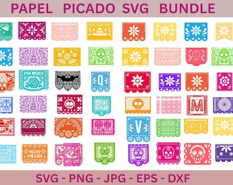 Papel Picado SVG Bundle / Papel Picado PNG Bundle / Papel Picado Clipart / Papel Picado SVG Cut Files / Papel Picado Banner /