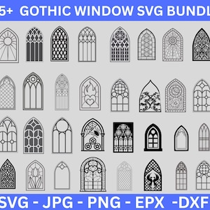 Paquete SVG de ventana gótica: Vector de ventana de iglesia espeluznante (descarga digital)