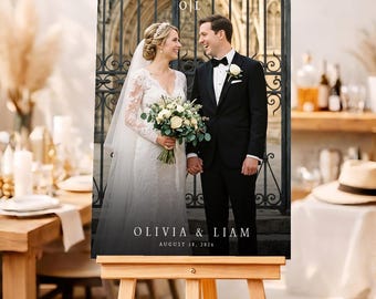 Custom Printed Photo Wedding Welcome Sign, Personalized Vertical Rehearsal Dinner Bridal Shower Picture Welcome Board