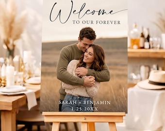 Custom Photo Wedding Welcome Printed Poster, Welcome Wedding Board, Reception Poster, Modern Welcome Sign, Welcome To Our Forever Poster