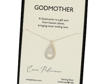 Godmother Necklace | Will You Be My Godmother | Baptism | Personalized | Christening | Inspirational Heart Necklace | Godchild | Custom Gift