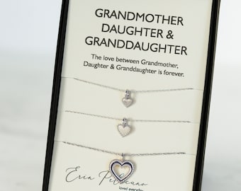 Grandma Necklace Hearts | Grandmother Mother Daughter Necklace | Grandma Necklace Family Tree Necklace