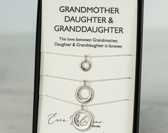 Grandmother Daughter and Granddaughter Sterling Silver Family Tree Necklace | Personalized Necklace set | Custom Jewelry