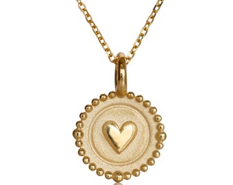 Gold Heart 14k Gold Heart Charm Necklace | girlfriend necklace, Gold Mom Pendant | Mothers Day Mother Necklace | Gift for Her