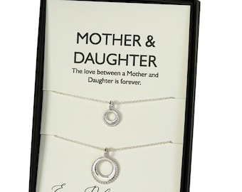 Mother Daughter Necklace Set Moon Necklaces | Mother of the Bride Gift | Mom Daughter Necklace | Silver Mom Jewelry
