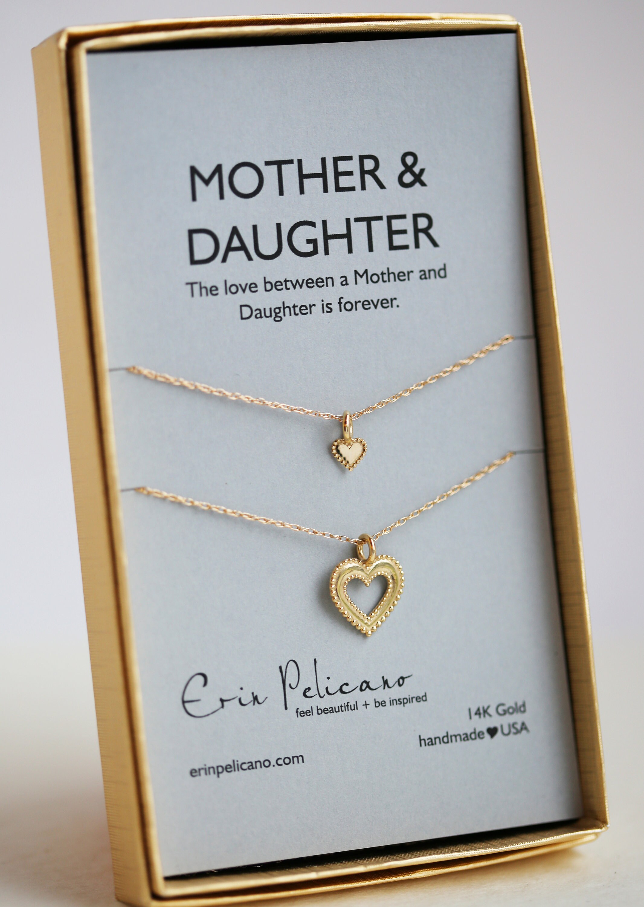 Mother Daughter Heart Necklace made in USA Erin Pelicano