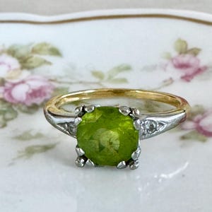 Vintage Peridot Art Deco Ring August Birthstone Ring Antique Peridot and  Diamond Ring Vintage Cocktail Ring beautiful sustainable jewelry