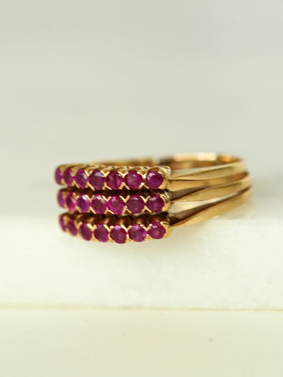 Mid Century 14k Gold Ruby Ring - Size 8 Vintage S… - image 6