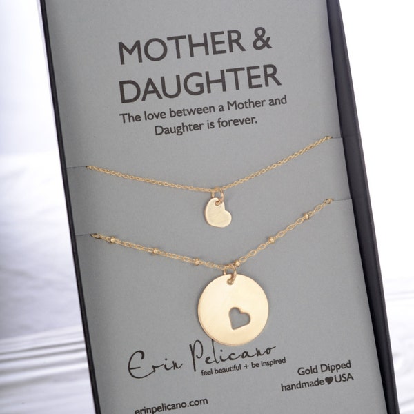 Juego de collar de la madre hija de oro / Joyería de la madre de la hija / Regalo para la esposa y la hija / Push Present / Regalo de la madre de la novia / Personalizado