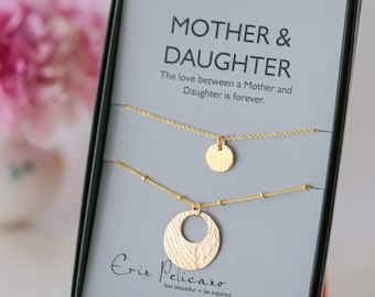 Mother Daughter Necklace Set Mother of the Bride Gift Gold Mothers NecklaceBirthday Gift for Daughter Gifts for wife