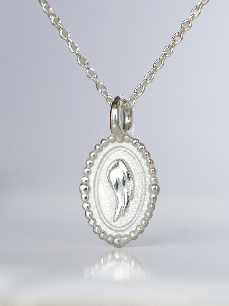 Silver Angel Wing Charm Necklace Angel Pendant Necklace Silver Faith Necklace Memorial Jewelry Fine Jewelry Gift for Her image 2