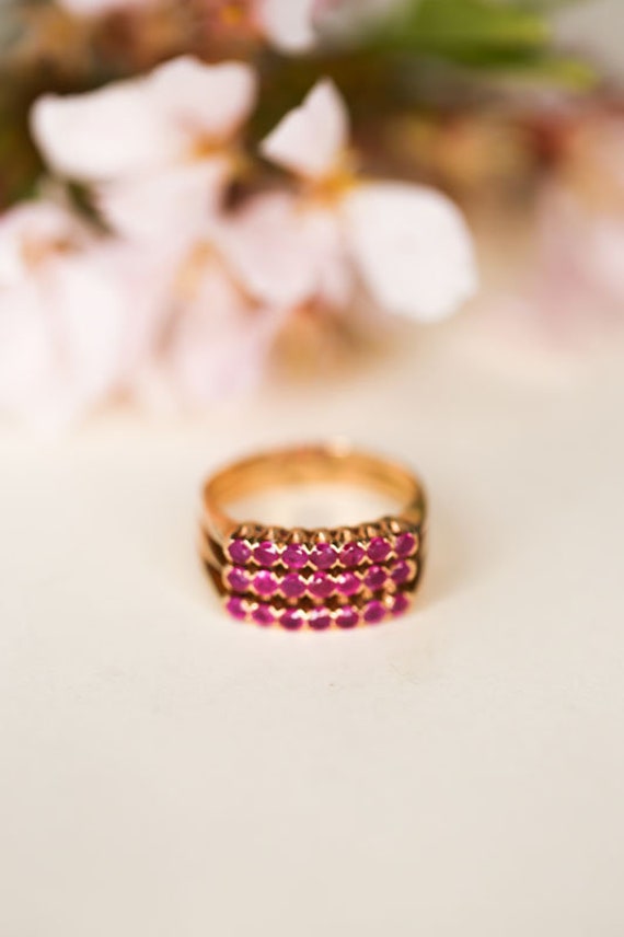 Mid Century 14k Gold Ruby Ring - Size 8 Vintage S… - image 3