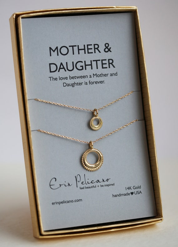 14k Gold Mother Daughter Necklace Set: Eternity Jewelry