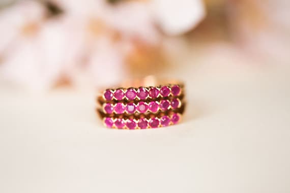 Mid Century 14k Gold Ruby Ring - Size 8 Vintage S… - image 2