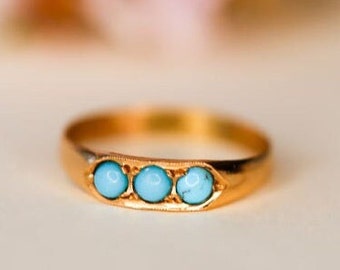 Turquoise Ring 18k Gold Antique Victorian Turquoise Ring Antique Ring Vintage Cocktail Ring Vintage Ring Birthstone Birthday Gift